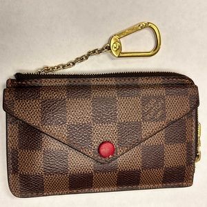 RECTO VERSO LOUIS VUITTON WALLET RARE N60406 DAMIER EBENE RED WITH RECEIPT